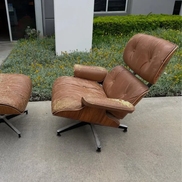 Eames lounge chair restoration before