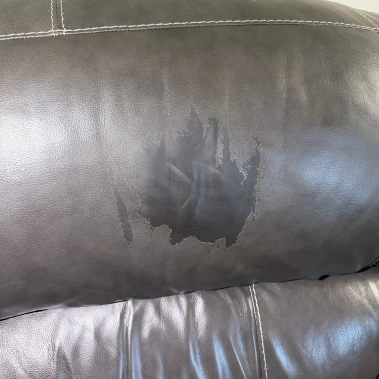 Leather sofa worn area restoration before