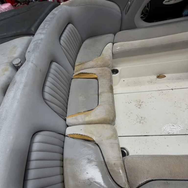 Yacht upholstery repair before